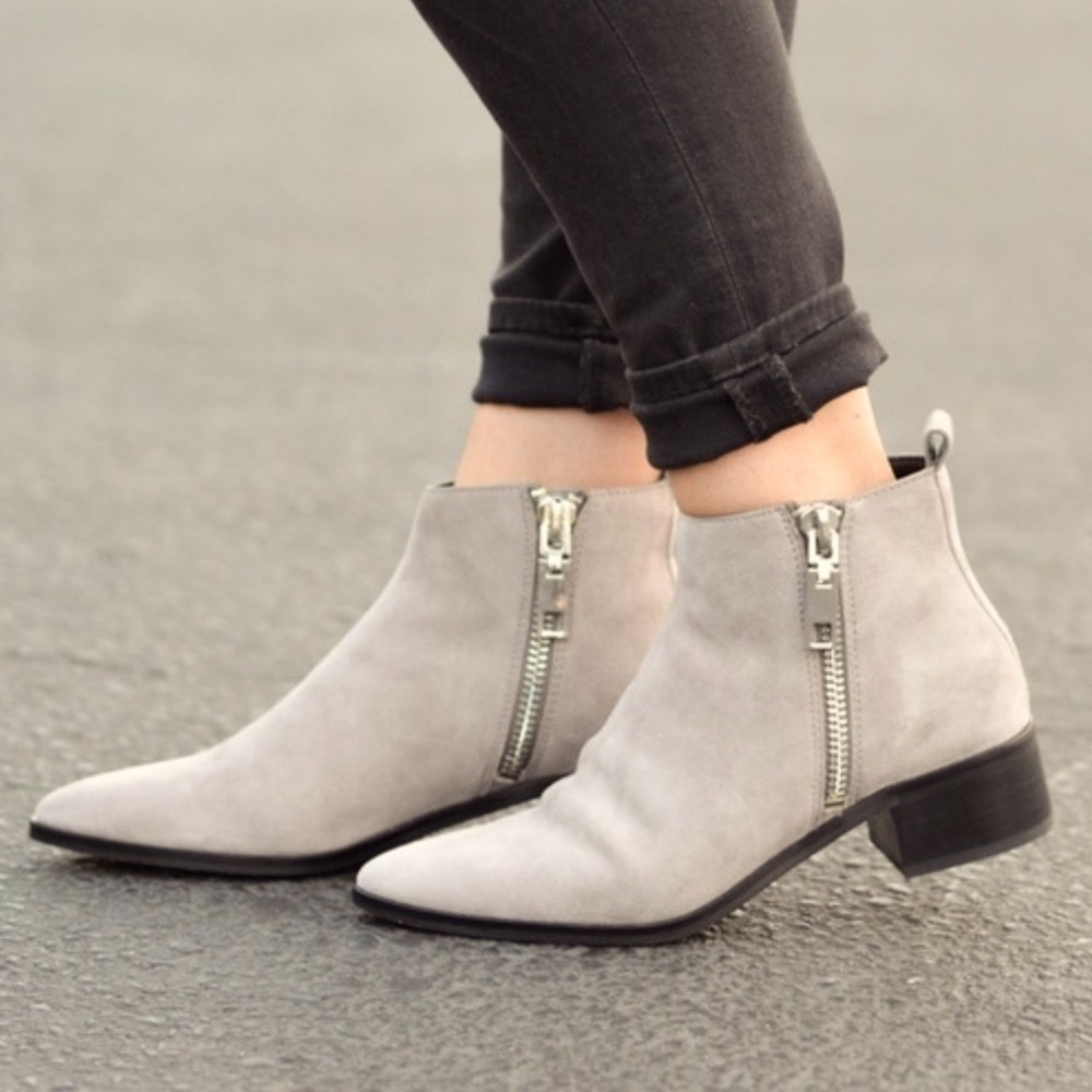 Dolce Vita Women’s Light Gray Taupe Suede Leather Marra Block Heel Ankle Boots 8